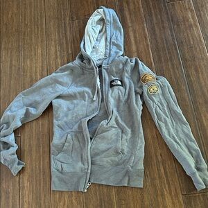 The North Face Gray Hoodie with Badge Accents